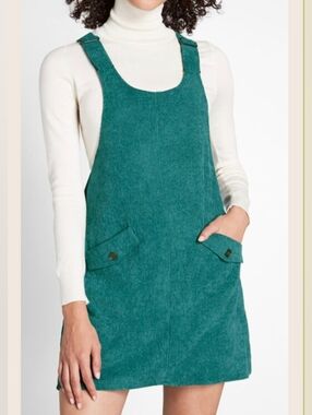 ModCloth Sociable Scholar Corduroy Jumper 2XL Teal Lined 2XL